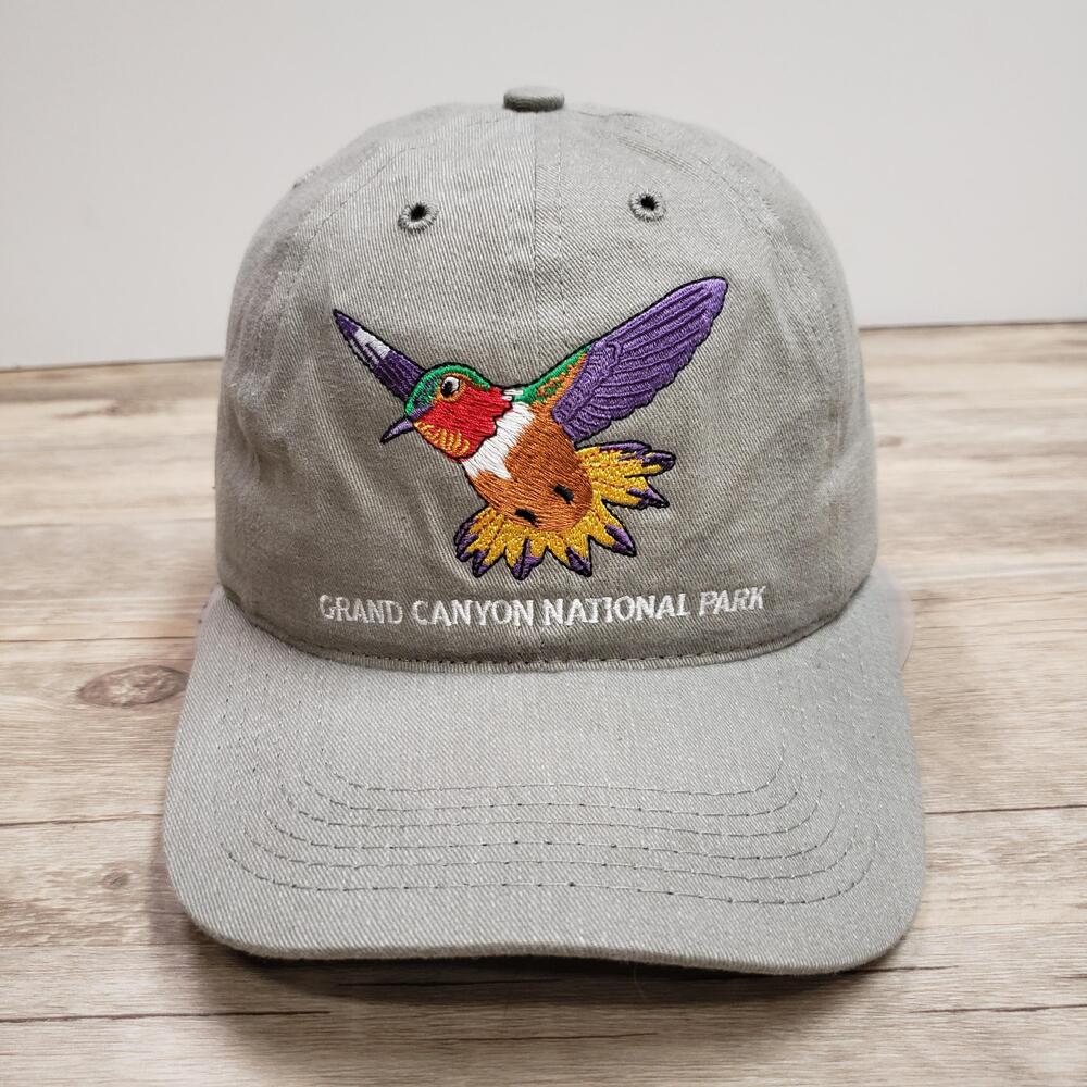 Grand Canyon National Park Hummingbird Hat Cap Strap Back Mens One Size Gray Adj